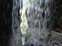The view inside a waterfall